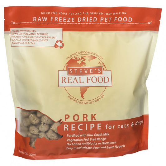 LocalID_40214 SO - Steve's Real Food - FD Raw Nuggets PORK Dog Food - 20OZ