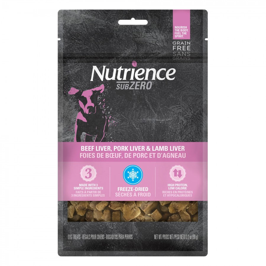 Nutrience - Grain Free Subzero Freeze-Dried Multi Protein Dog Treats - BEEF LIVER, PORK LIVER, and LAMB LIVER - 90GM (3oz)