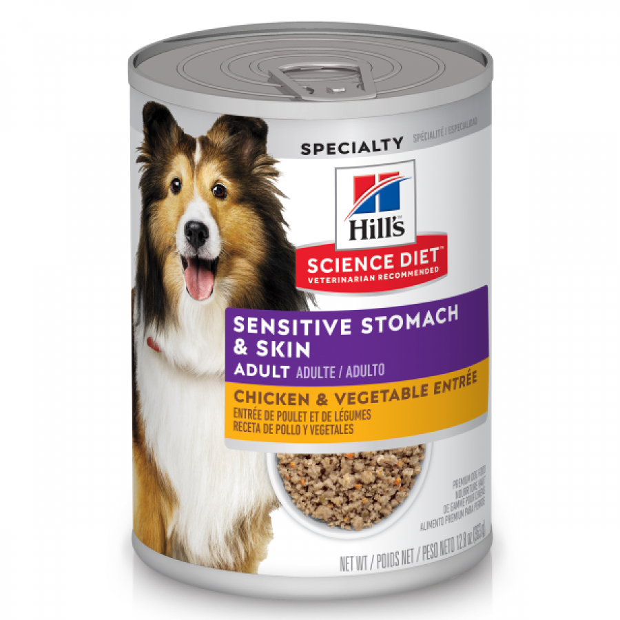 *S.O. - Up to 3 Week Wait* Hill's Science Diet - Adult Sensitive Stomach & Skin CHICKEN and VEGETABLE Entree Wet Dog Food - 363GM (12.8oz)