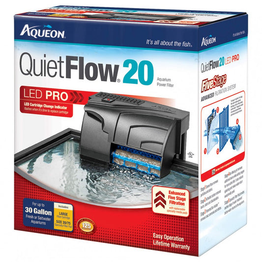 *DISC* Aqueon - QuietFlow LED Pro Power Filter 20 - Up to 30G - 18.8x11.2x20.1CM (7.4x4.4x7.9in)