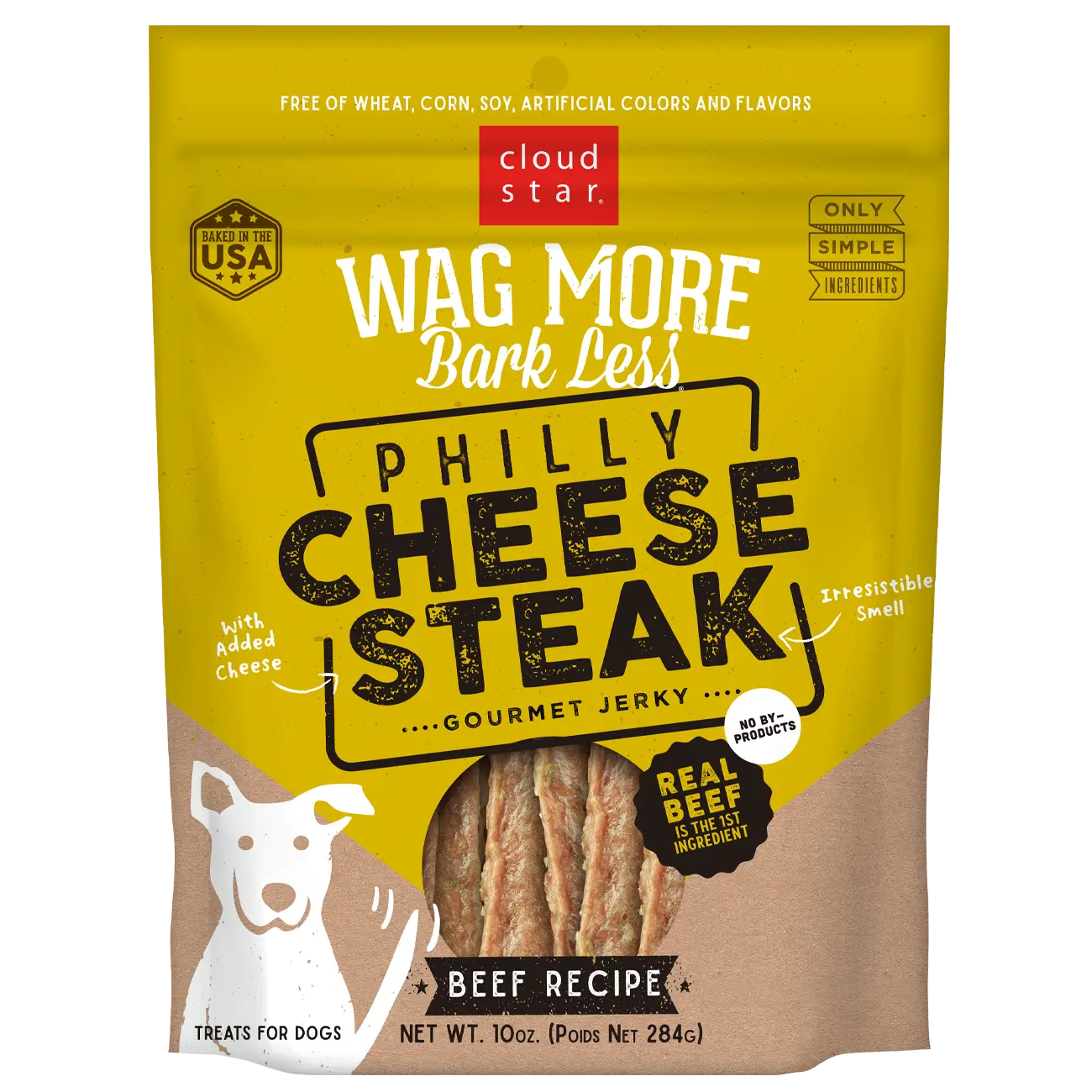 Cloud Star - Wag More Bark Less Jerky PHILLY CHEESESTEAK BEEF Dog Treat - 284GM (10oz)