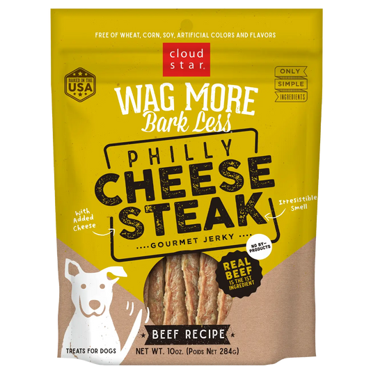 Cloud Star - Wag More Bark Less Jerky PHILLY CHEESESTEAK BEEF Dog Treat - 284GM (10oz)