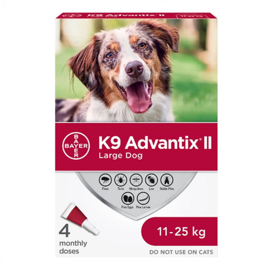 Bayer - K9 Advantix® II Large Dog Once-A-Month Topical Flea & Tick Treatment - 11 to 25KG - 2 Doses