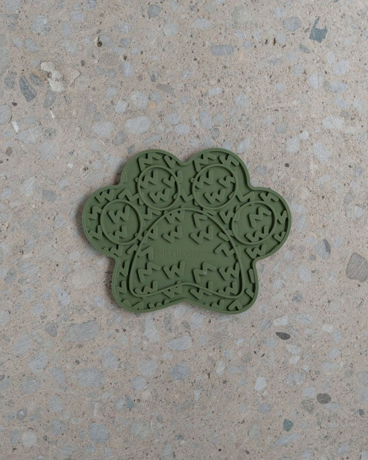LocalID_65966 Dexypaws - Dog Lick Mat - GREEN PAW - 20.5 x 19 x 1CM (8x7.5x.5in)