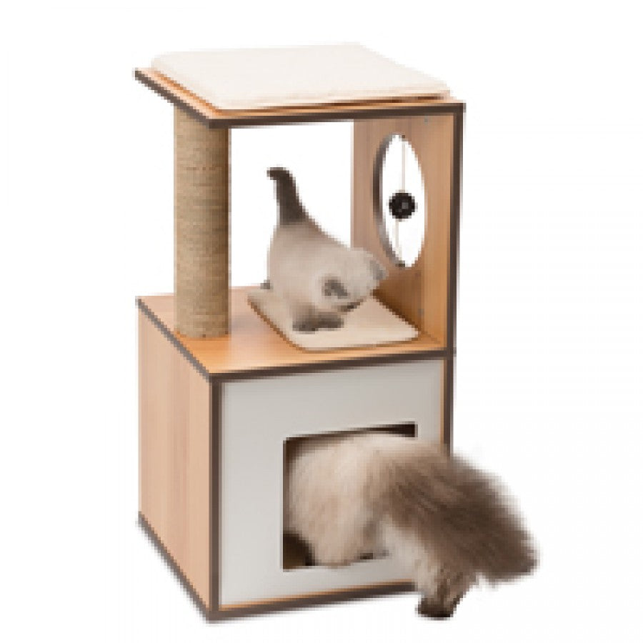 Catit - Vesper V-Box Cat Tree - Walnut - SMALL - 37 x 37 x 72.5CM (14.5x14.5x28.5in)