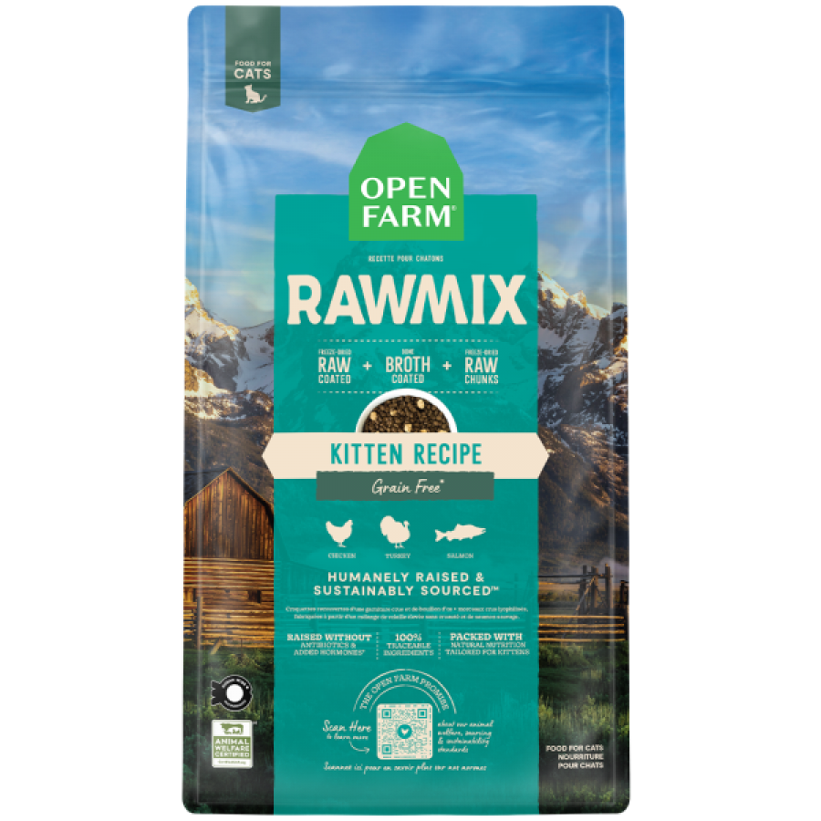 *S.O. - Up to 3 Week Wait* Open Farm - RawMix GF Kitten CHICKEN TURKEY SALMON Dry Cat Food - 1.02KG (2.25lb)