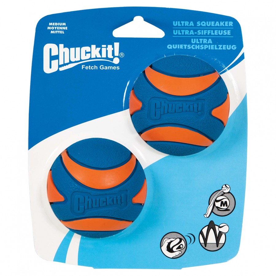 Chuckit! - Ultra Squeaker Ball Dog Toy - MEDIUM - 6.5CM (2.5in) - 2PK