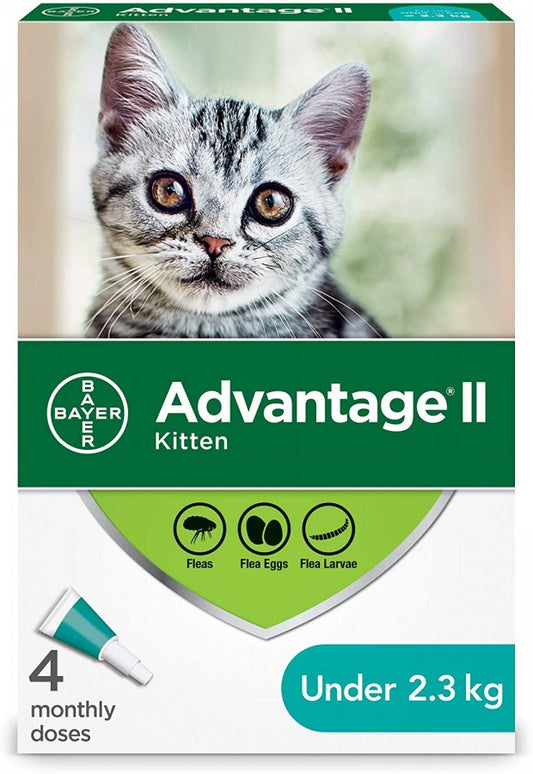 Bayer - Advantage® II Kitten Once-A-Month Topical Flea Treatment - Under 2.3KG - 4 Doses