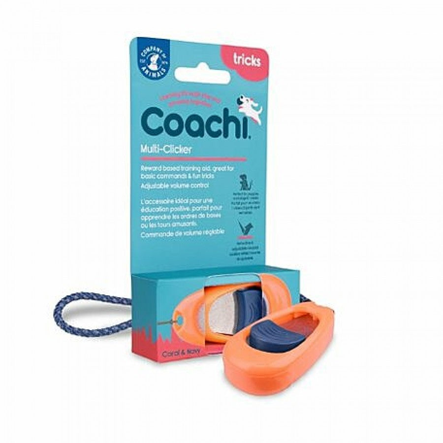 LocalID_63284 Company of Animals - Coachi - Multi-Clicker - CORAL & NAVY