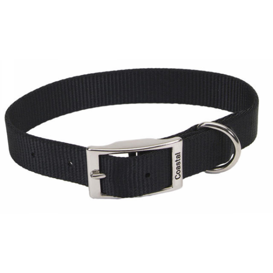 *DISC* Coastal - Standard Nylon Buckle Dog Collar - BLACK - 2.5 x 46CM (1 x 18in)