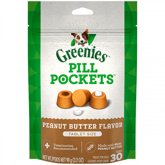 Greenies - Canine Pill Pockets PEANUT BUTTER Dog Treats - 91GM (3.2oz) - 30 Tabs