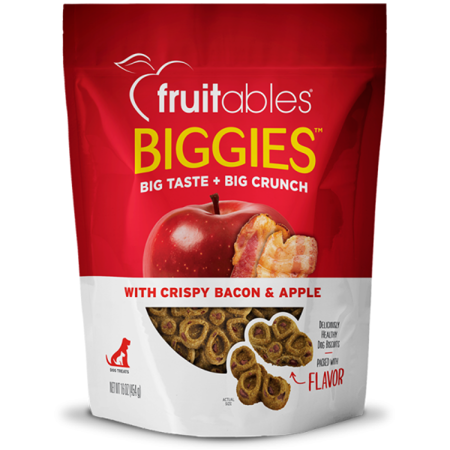 Fruitables - Biggies CRISPY BACON and APPLE Crunchy Dog Treat - 454GM (16oz)