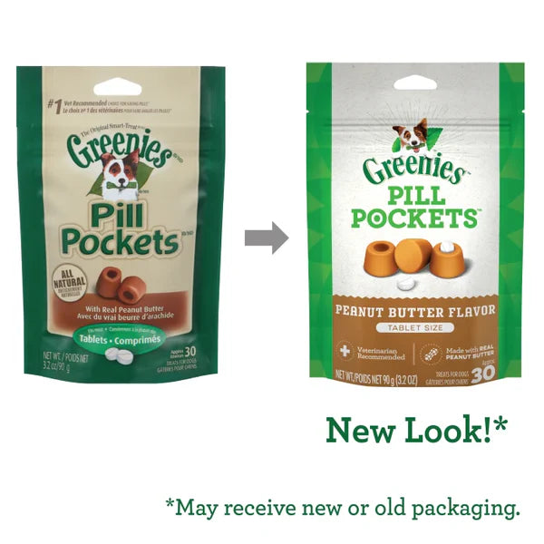 LocalID_68327 Greenies - Canine Pill Pockets PEANUT BUTTER Dog Treats - 91GM (3.2oz) - 30 Tabs