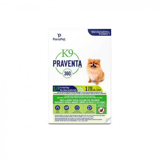 LocalID_71243 Parapet - K9 Praventa 360 Flea & Tick Treatment - SMALL Dogs up to 4.5KG - 1 Tubes