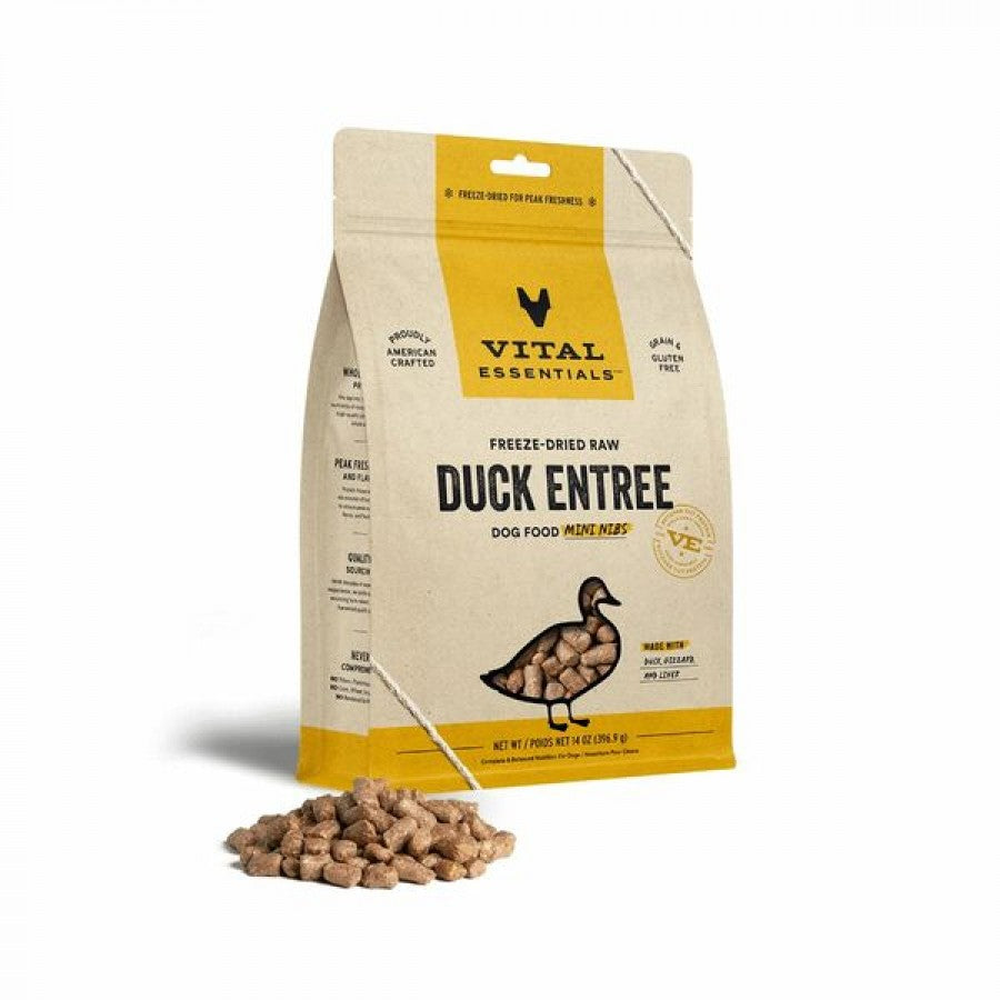 LocalID_64438 Vital Essentials - Freeze Dried Raw DUCK ENTREE Mini Nibs Dog Food - 396.9GM (14oz)