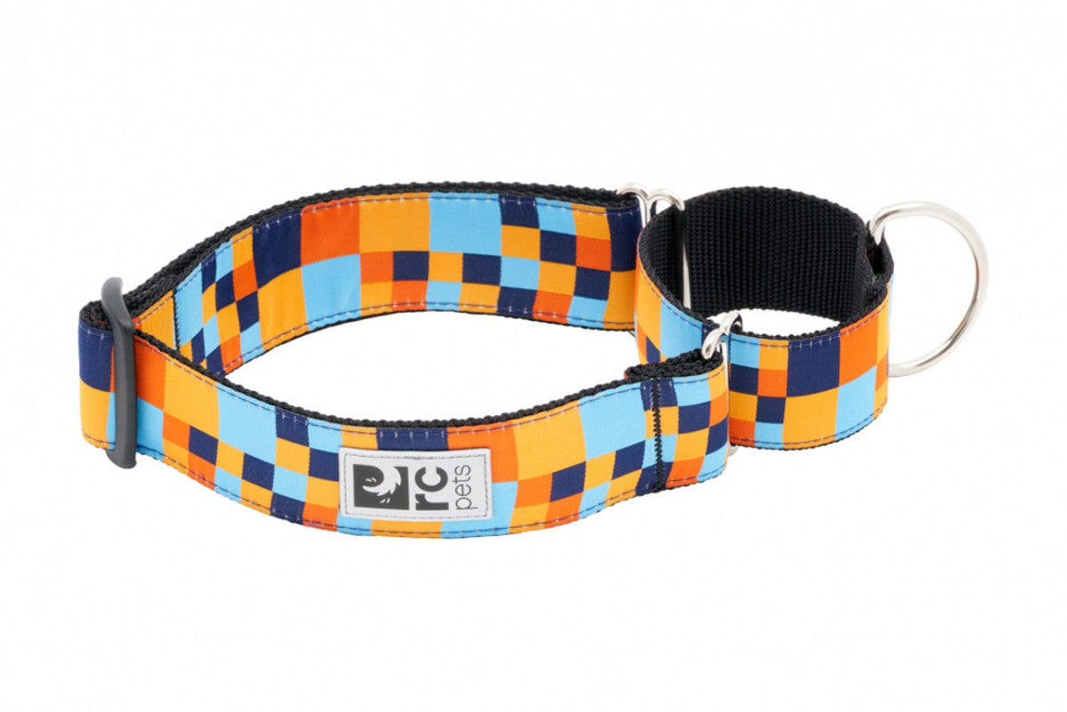 RC Pets - All Webbing Training Collar - PIXEL BLUE - MEDIUM - 1.5in x 12-20in