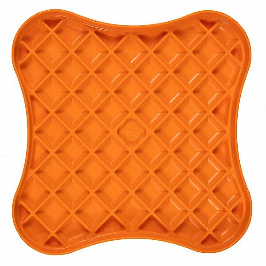 LocalID_66029 Pet Zone - Boredom Busters Indulge Slow Feeder/Lick Mat - ORANGE - LARGE - 30CM (12in)