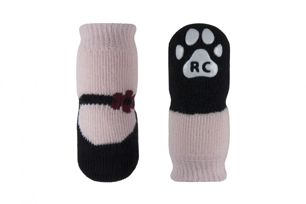 RC Pets - Fun Pawks Dog Socks - PINK MARY JANES - LARGE - 14CM (2 1/2in)