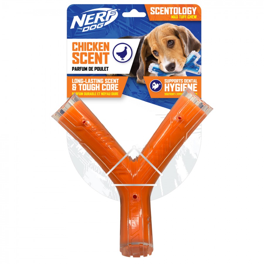 Nerf - Scentology Wishbone Dog Toy - CHICKEN Scent - ORANGE - 21CM (8.3in)