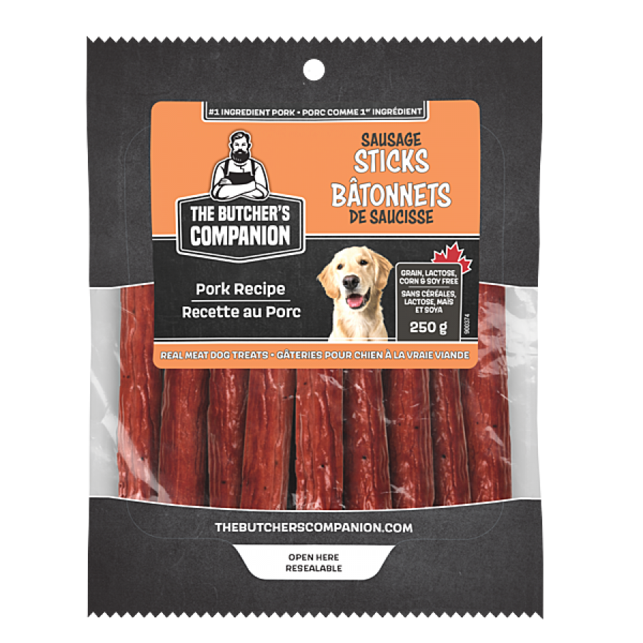 The Butcher's Companion - PORK Recipe Sausage Sticks Dog Treats - 250GM (8.8oz)