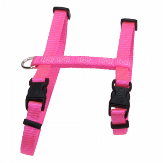 *DISC* Coastal - Figure H Adjustable Nylon Cat Harness - NEON PINK - 1 x 25-46CM (3/8x10-18in)