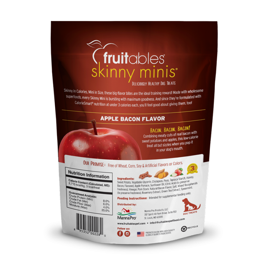 Fruitables - Skinny Minis APPLE BACON Chewy Dog Treats - 141GM (5oz)