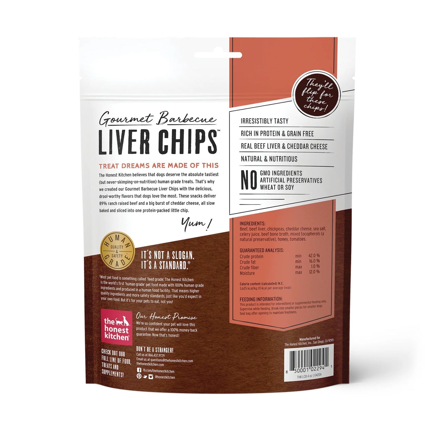 The Honest Kitchen - HK Gourmet BBQ Liver Chips BEEF LIVER and CHEDDAR Dog Treat - 113GM (4oz)