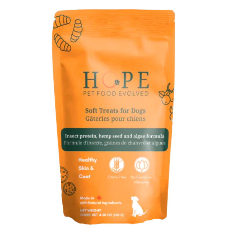 Hope - Skin & Coat INSECT, HEMP SEED and ALGAE Soft Dog Treats - 130GM (4.58oz)