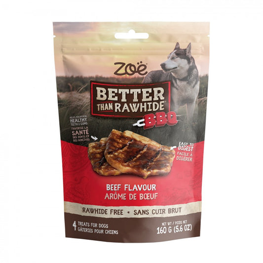 Zoë - Better Than Rawhide BBQ Steak Dog Treat - BEEF Flavour - 160GM (5.6oz) - 4PK