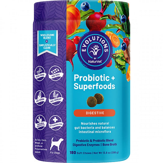 NaturVet - Probiotic + Superfoods Soft Chews - 396GM (13.9oz) - 180CT