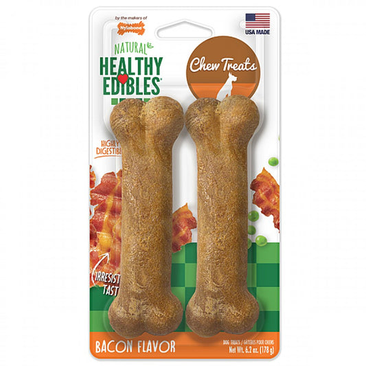 Nylabone - Healthy Edibles BACON Dog Chew - MEDIUM - 178GM (6.2oz) - 2PK