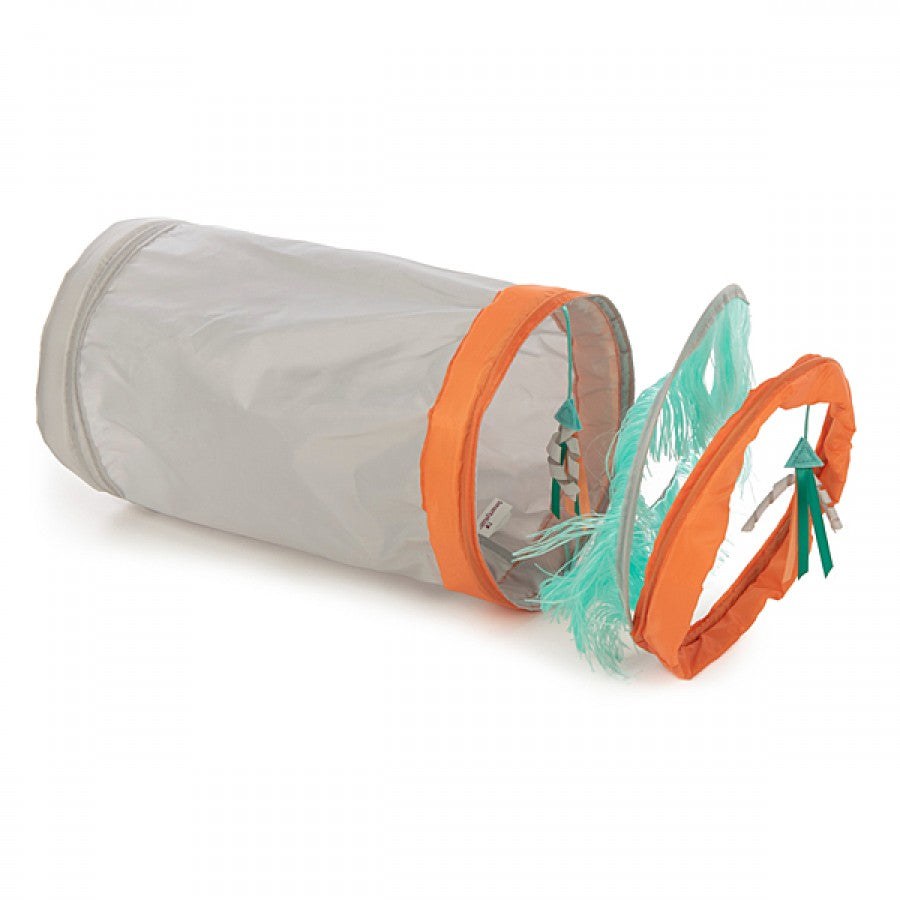 *DISC* SmartyKat - Fringe Frenzy Spring Tunnel Teal Cat Toy - 51CM (20in) Long