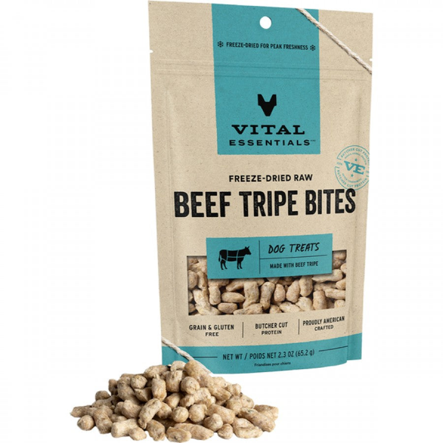 Vital Essentials - Freeze Dried BEEF TRIPE Bites Dog Treat - 65.2GM (2.3oz)