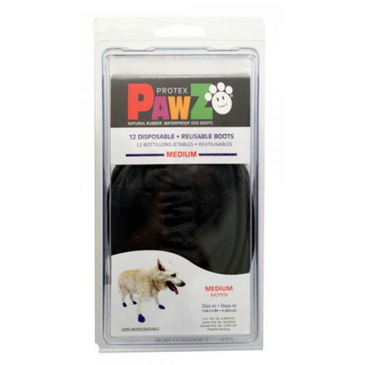 Pawz - Rubber Dog Boots - BLACK - MEDIUM - Up to 7.5CM (3in) - 12PK