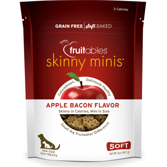 Fruitables - Skinny Minis APPLE BACON Chewy Dog Treats - 141GM (5oz)