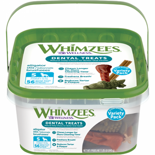 *S.O. - Up to 2 Week Wait*  Whimzees - VARIETY PACK Dental Chews - SMALL - 840GM (1.85lb) - 56PK