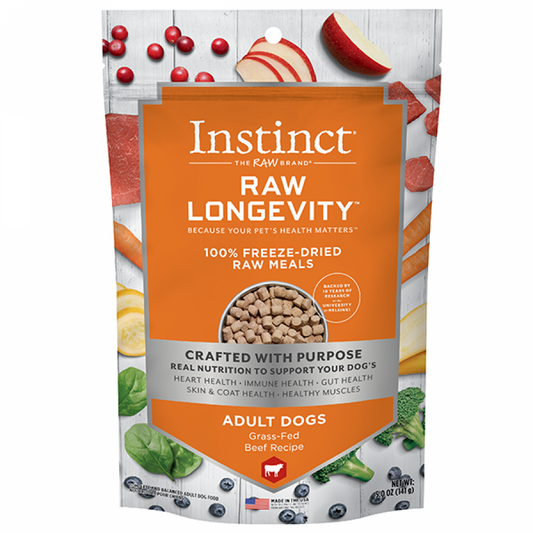 *S.O. - Up to 3 Week Wait* Instinct - Raw Longevity FD Meals BEEF Dog Food - 141GM (5oz)