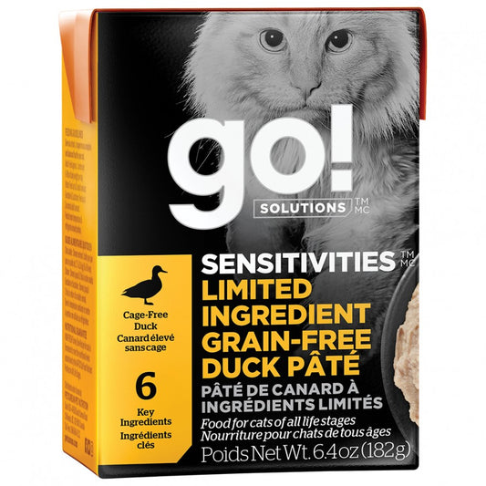 Petcurean - GO! Sensitivities GF LID DUCK Pate Wet Cat Food - 182GM (6.4oz)