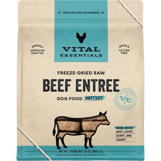 LocalID_71143 Vital Essentials - Freeze Dried Raw BEEF ENTREE Mini Patties Dog Food - 850.5GM (30oz)