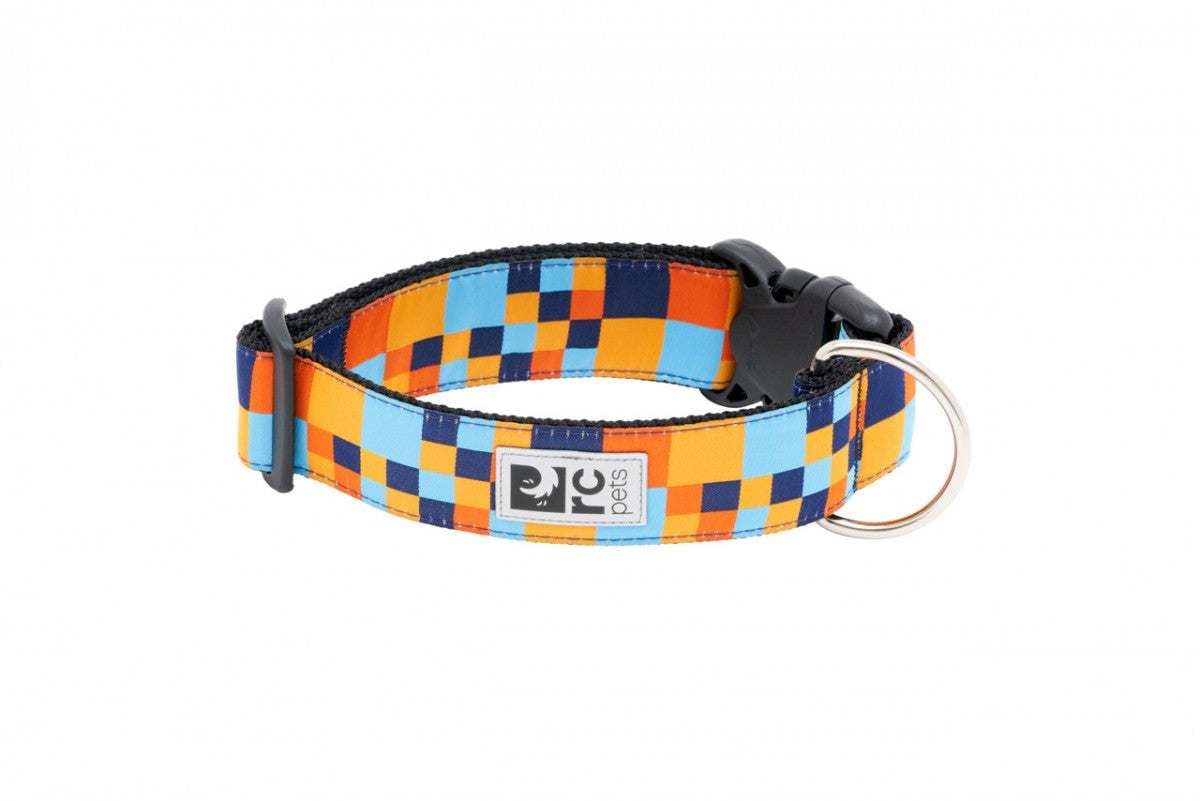 RC Pets - Wide Clip Collar - PIXEL BLUE - MEDIUM - 1.5in x 12-20in