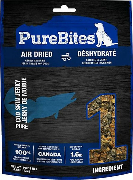 PureBites - Air Dried COD SKIN JERKY Dog Treats - 137GM (4.8oz)