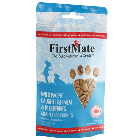 FirstMate - Grain Free Cookies Mini FISH & BLUEBERRIES Dog Treats -  226GM (8oz)