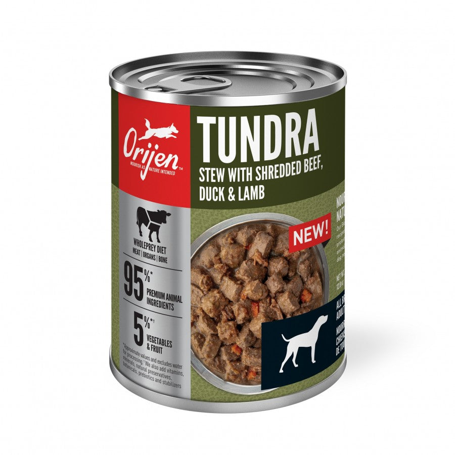 Champion Foods - Orijen - Tundra Stew Recipe with Shredded BEEF, DUCK & LAMB Wet Dog Food - 363GM (12.8oz)