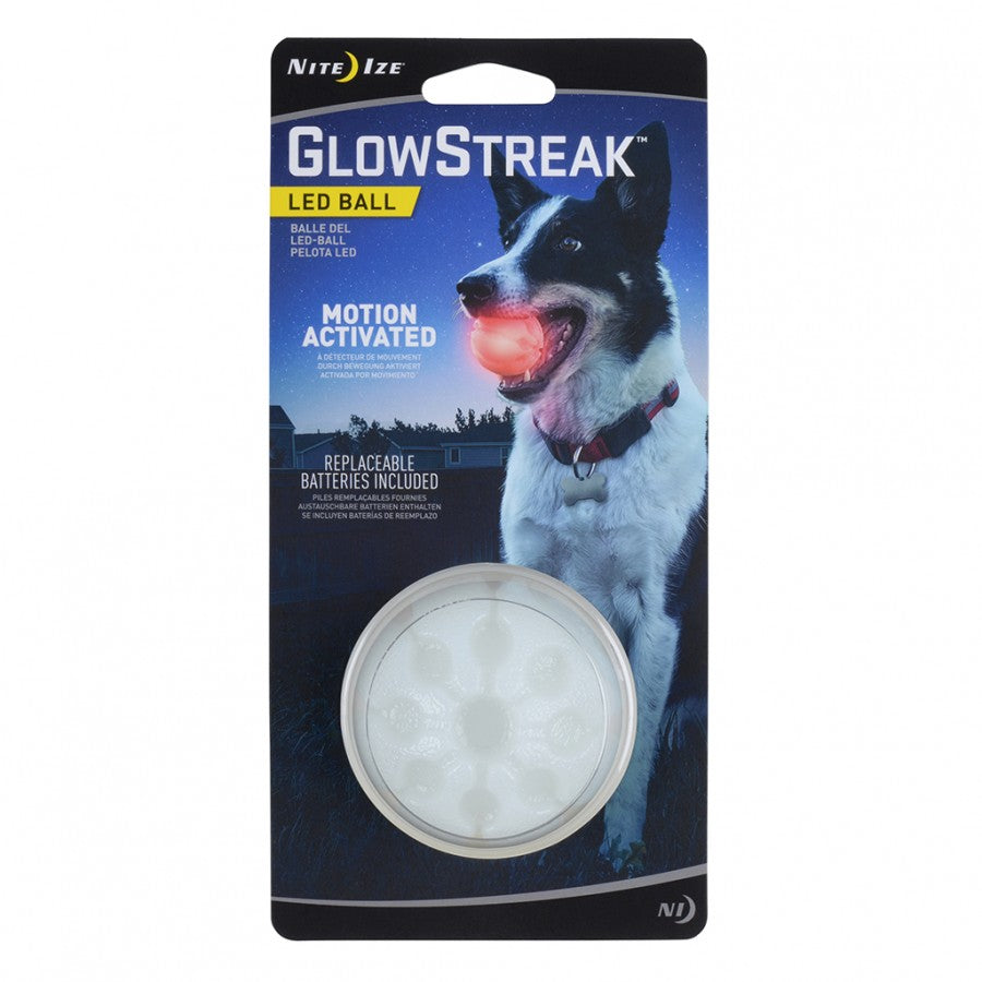 Nite Ize - Glow Streak LED Ball Dog Toy - RED - 6.35CM (2.5in)