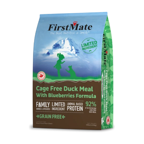 FirstMate Cat LID GF Cage Free Duck with Blueberries Dry Cat Food - 4.54KG (10lb)