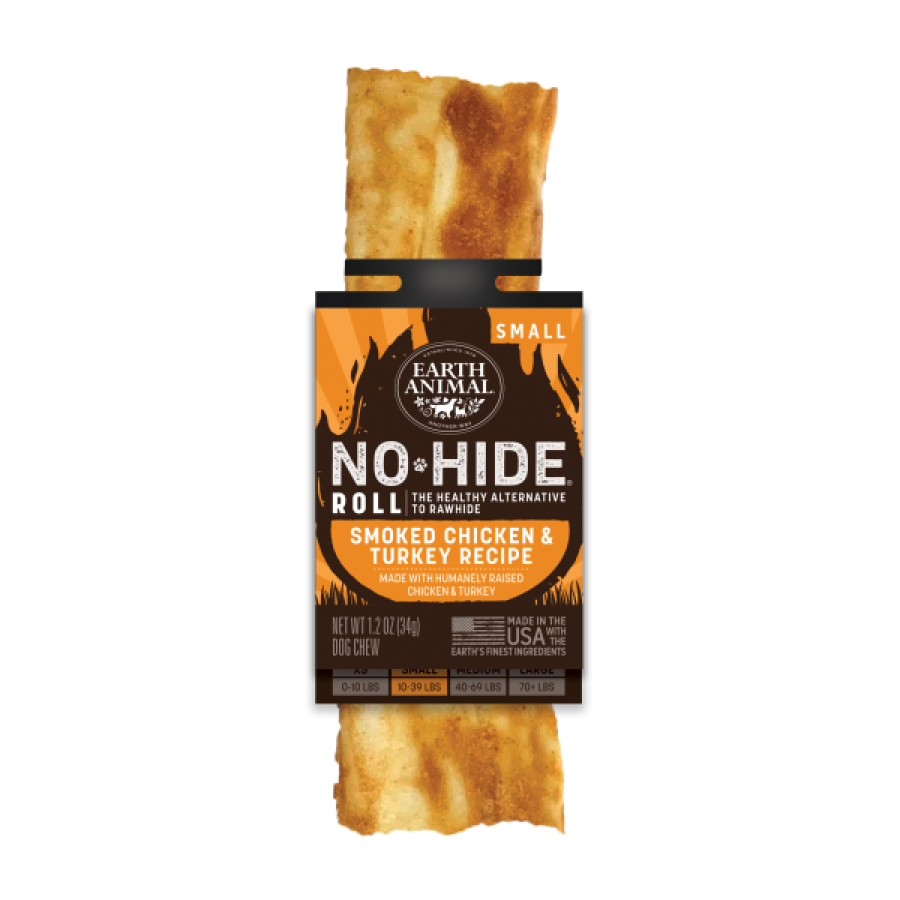 Earth Animal - Dog No Hide Chew - BBQ Smoked CHICKEN and TURKEY - SMALL - 34GM (1.2oz)