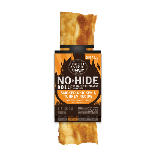 Earth Animal - Dog No Hide Chew - BBQ Smoked CHICKEN and TURKEY - SMALL - 34GM (1.2oz)