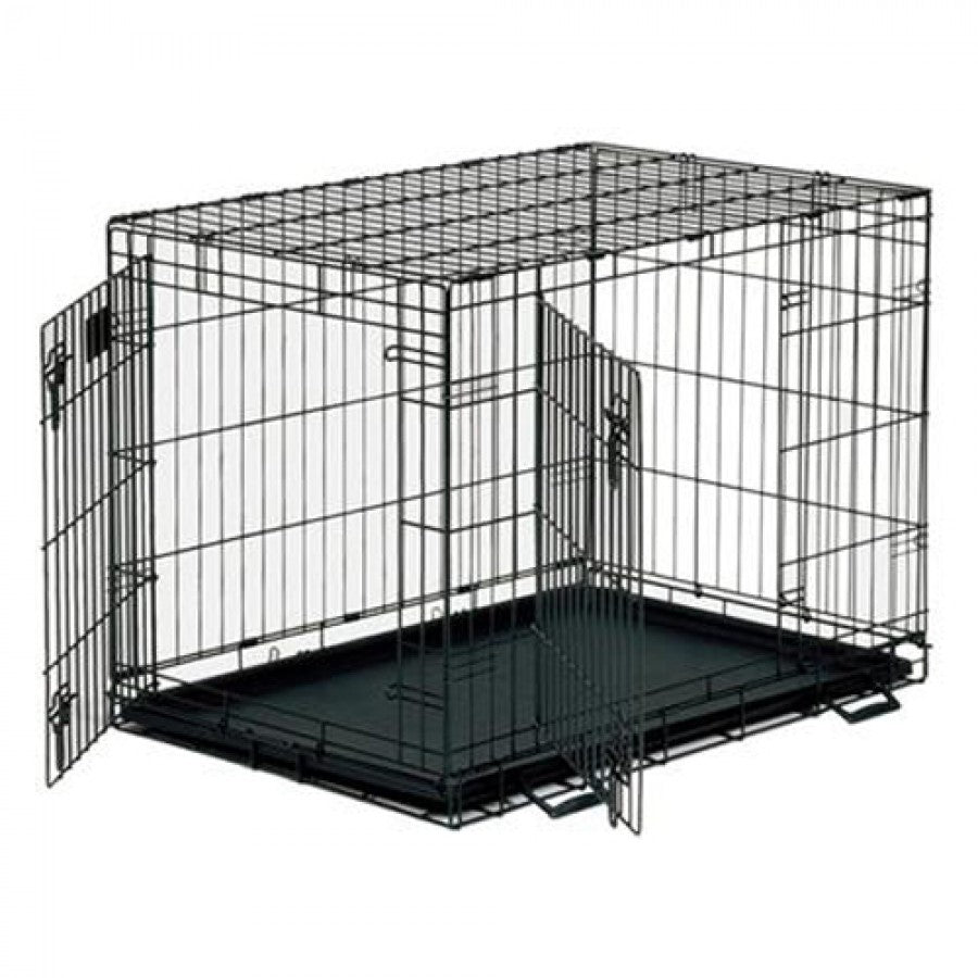 *S.O. - Up to 2 Week Wait* Unleashed - Double Door Crate Epoxy - Black - Small (Bulldog) - 63 x 43.2 x 52.1CM (25x17x20.5in)