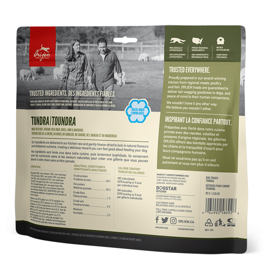 LocalID_30519 Champion Foods - Orijen Freeze Dried TUNDRA Dog Treats - 92G