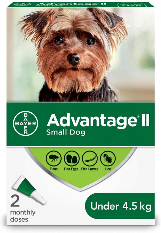 Bayer - K9 Advantage® II Small Dog Once-A-Month Topical Flea Treatment - Under 4.5KG - 2 Doses